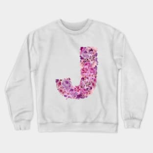 Pink Floral Letter J Crewneck Sweatshirt